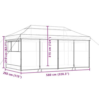 vidaXL Tente de réception pliable escamotable avec 4 parois latérales
