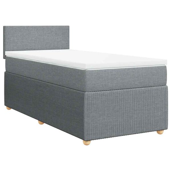 vidaXL Sommier &agrave; lattes de lit et matelas Gris clair 90x190 cm Tissu