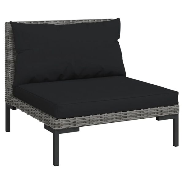 vidaXL Salon de jardin 4 pcs avec coussins Résine tressée Gris foncé