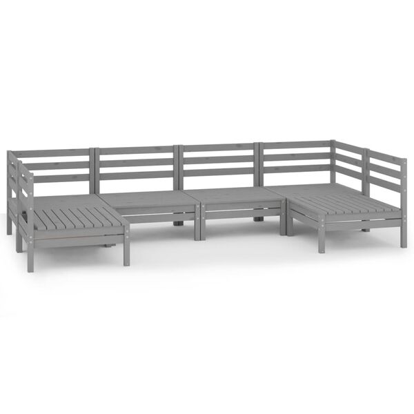 vidaXL Salon de jardin 6 pcs Gris Bois de pin massif