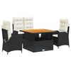 vidaXL Ensemble &agrave; manger de jardin coussins 5pcs Noir R&eacute;sine tress&eacute;e