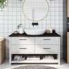 vidaXL Comptoir de salle de bain marron foncé bois massif traité