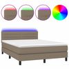 vidaXL Sommier &agrave; lattes de lit avec matelas LED Taupe 140x190 cm Tissu