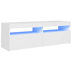 vidaXL Meuble TV avec lumi&egrave;res LED blanc 120x35x40 cm