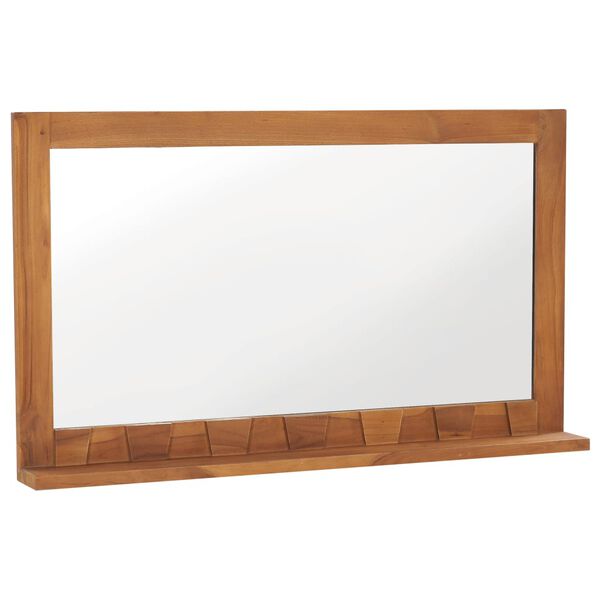 vidaXL Miroir mural avec &eacute;tag&egrave;re 100x12x60 cm Bois de teck massif