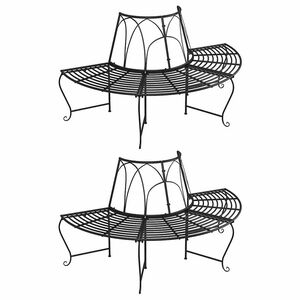 vidaXL Banc demi-circulaire tour d'arbre lot de 2 &Oslash;159 cm Noir Acier