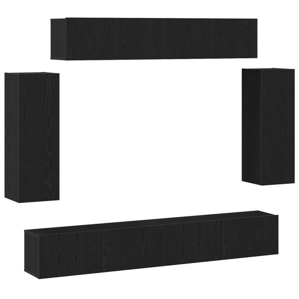 vidaXL Ensemble meuble TV 6 pcs Ch&ecirc;ne noir 100 x 30 x 30 cm