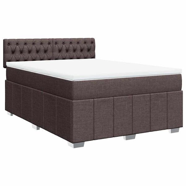 vidaXL Sommier &agrave; lattes de lit avec matelas Marron fonc&eacute; 140x190 cm