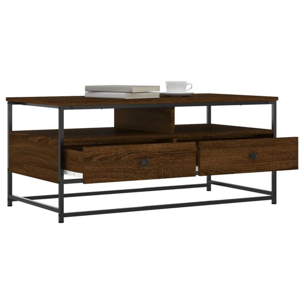 vidaXL Table basse ch&ecirc;ne marron 100x51x45 cm bois d'ing&eacute;nierie