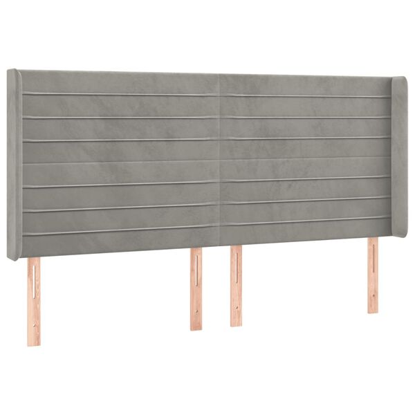 vidaXL T&ecirc;te de lit &agrave; LED Gris clair 203x16x118/128 cm Velours