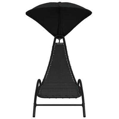 vidaXL Chaise longue avec auvent noir 167x80x195 cm tissu et acier