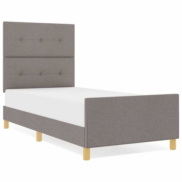 vidaXL Cadre de lit avec t&ecirc;te de lit Taupe 90 x 200 cm tissu