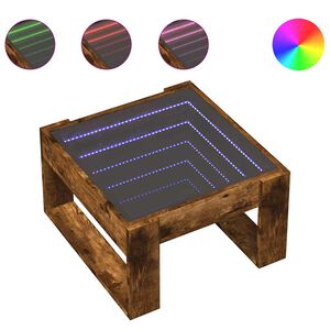 vidaXL Table basse avec LED infini ch&ecirc;ne fum&eacute; 50x53x30 cm