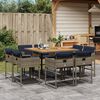 vidaXL Ensemble &agrave; manger de jardin 9 pcs coussins gris r&eacute;sine tress&eacute;e