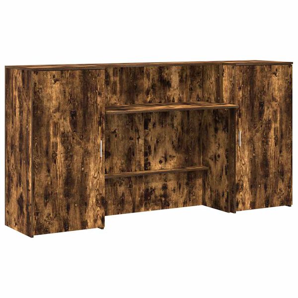 vidaXL Bureau de r&eacute;ception ch&ecirc;ne fum&eacute; 200x50x103,5cm bois d'ing&eacute;nierie
