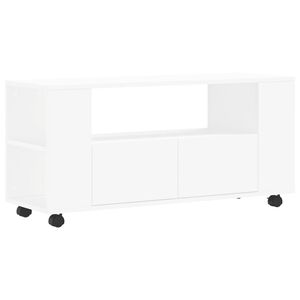 vidaXL Meuble TV blanc 102x34,5x43 cm bois d'ing&eacute;nierie