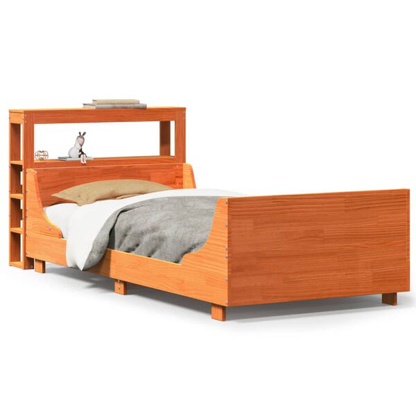 vidaXL Cadre de lit sans matelas cire marron 90x190 cm bois pin massif