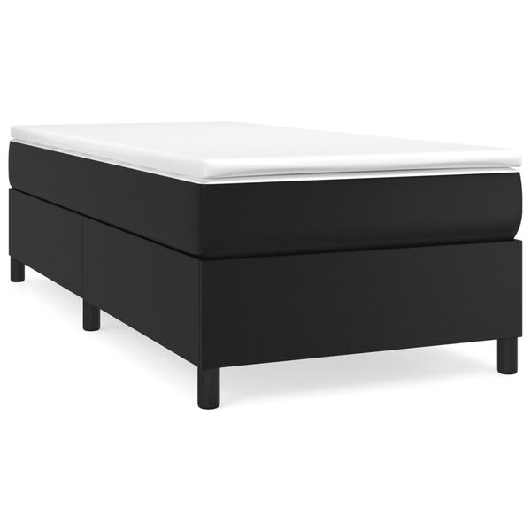 vidaXL Sommier à lattes de lit avec matelas Noir 90x200 cm Similicuir
