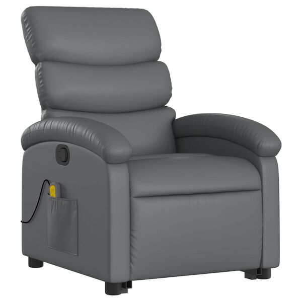 vidaXL Fauteuil inclinable de massage Gris Similicuir