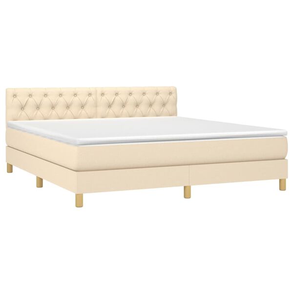 vidaXL Sommier &agrave; lattes de lit avec matelas Cr&egrave;me 160x200 cm Tissu