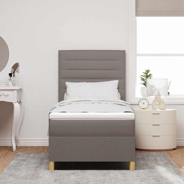 vidaXL Lit &agrave; ressort LED avec matelas Taupe 80 x 200 cm tissu