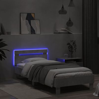 vidaXL Cadre de lit sans matelas avec lumières LED gris béton 90x190cm