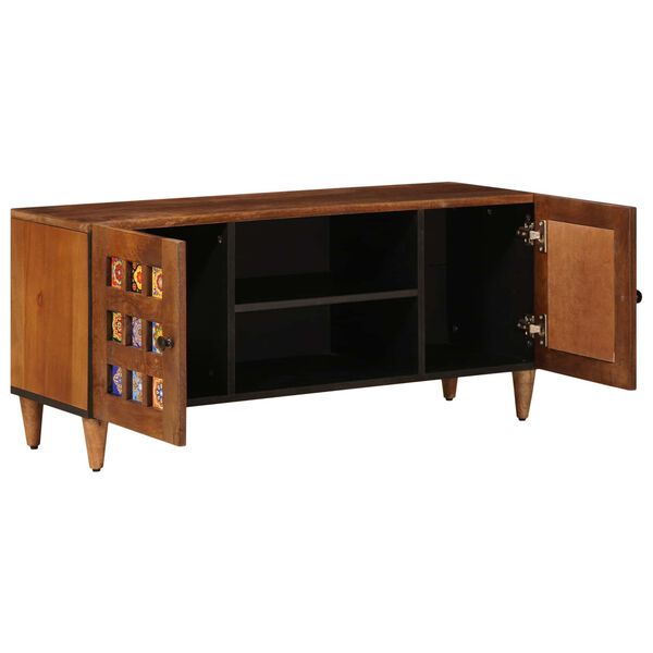 vidaXL Meuble TV Noyer 105 x 33,5 x 46 cm Bois de mangue massif