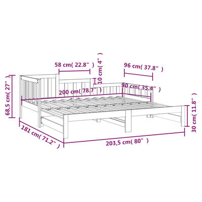 vidaXL Lit coulissant sans matelas 2x(90x200) cm Bois de pin massif