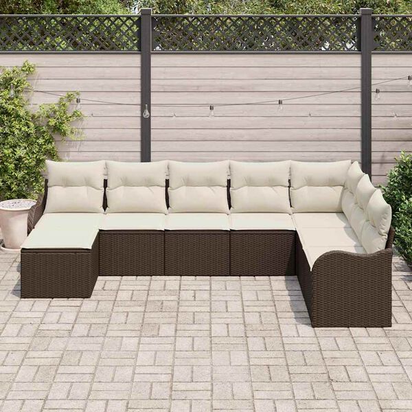 vidaXL Ensemble de canap&eacute; de jardin 8 pcs Marron Poly rotin
