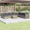 vidaXL Salon de jardin 9 pcs avec coussins Gris R&eacute;sine tress&eacute;e