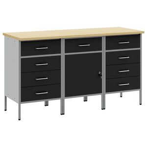 vidaXL Placard de travail 3 pi&egrave;ces Noir et gris 150 x 55 x 85 cm