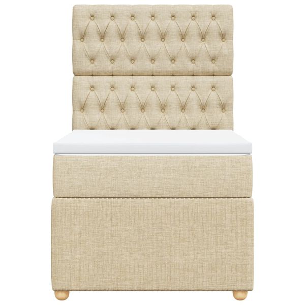 vidaXL Sommier &agrave; lattes de lit avec matelas Cr&egrave;me 100x200 cm Tissu