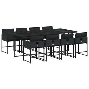 vidaXL Ensemble &agrave; manger de jardin 9pcs coussins noir r&eacute;sine tress&eacute;e