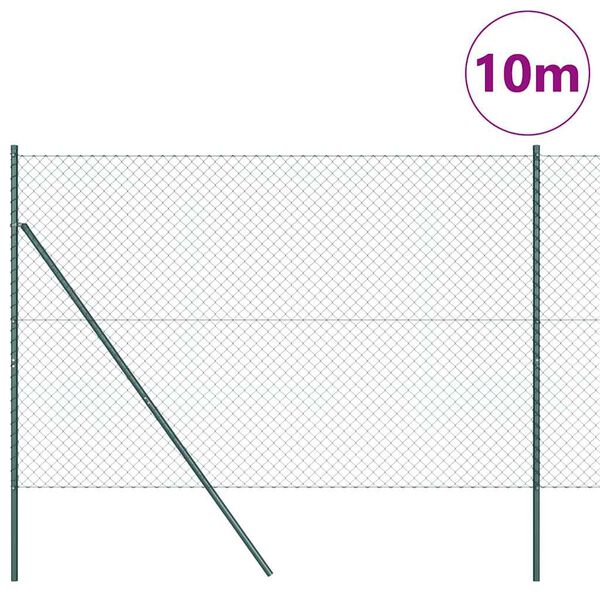 vidaXL Poteau de cl&ocirc;ture. Vert 10 x 1,6 m (maillage 40 x 40 mm)