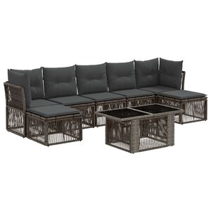 vidaXL Ensemble de canap&eacute; de jardin 8 pc Gris polyrotin