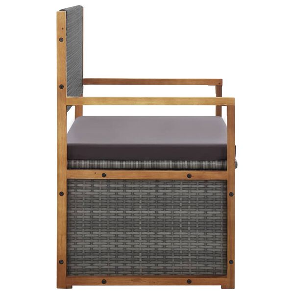 vidaXL Banc de rangement 115 cm R&eacute;sine tress&eacute;e et bois d'acacia Gris