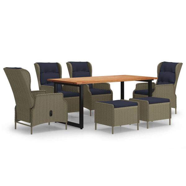 vidaXL Ensemble &agrave; manger de jardin avec coussins 7 pcs R&eacute;sine tress&eacute;e