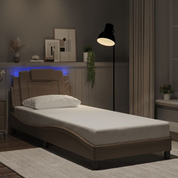 vidaXL Cadre de lit Viana avec LED sans matelas cappuccino 80x200 cm