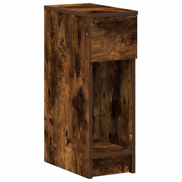 vidaXL Table de chevet avec tiroir ch&ecirc;ne fum&eacute; 20x36x60 cm