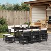 vidaXL Ensemble &agrave; manger de jardin 11 pcs coussins noir r&eacute;sine tress&eacute;e