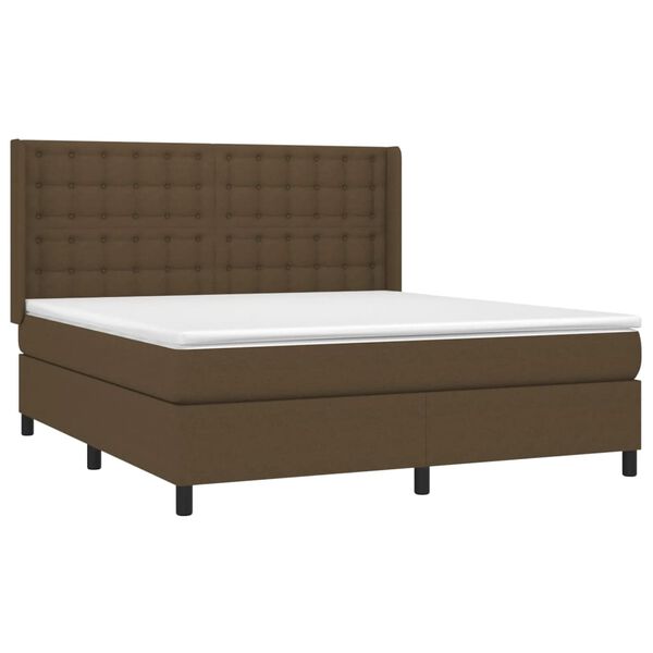 vidaXL Sommier &agrave; lattes de lit matelas et LED Marron fonc&eacute; 160x200 cm