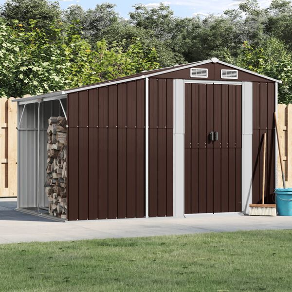 vidaXL Abri de jardin marron 277x192,5x179 cm acier galvanis&eacute;