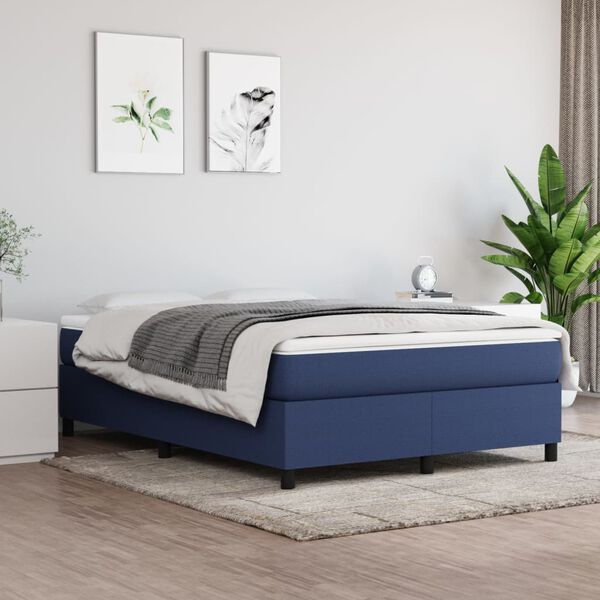 vidaXL Cadre de lit bleu 140x200 cm tissu