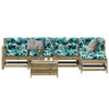 vidaXL Salon de jardin 6 pcs avec coussins bois de pin imprégné