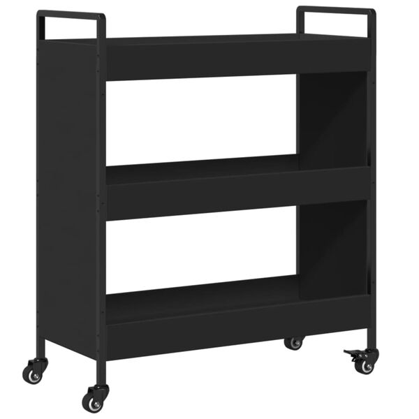vidaXL Chariot de cuisine noir 70x30x82 cm bois d'ing&eacute;nierie