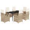 vidaXL Ensemble &agrave; manger de jardin et coussins 7 pcs beige poly rotin