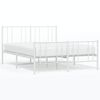 vidaXL Cadre de lit m&eacute;tal sans matelas et pied de lit blanc 160x200 cm