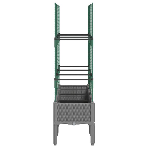 vidaXL Jardini&egrave;re avec treillis Gris clair 120x40x142,5 cm PP