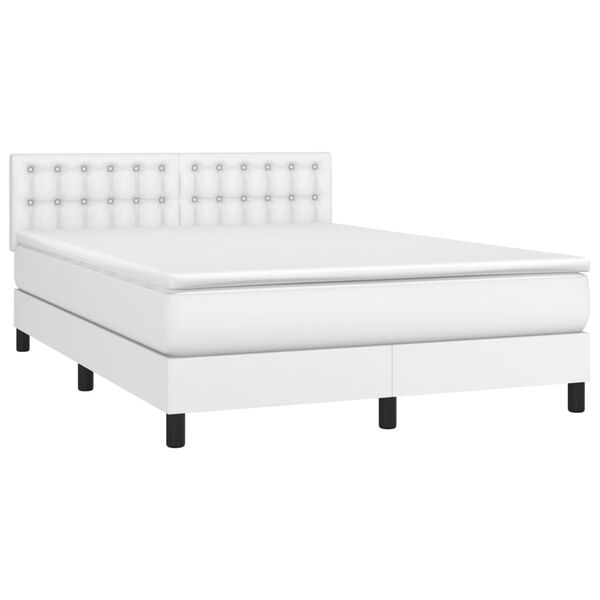 vidaXL Sommier &agrave; lattes de lit avec matelas et LED Blanc 140x200 cm