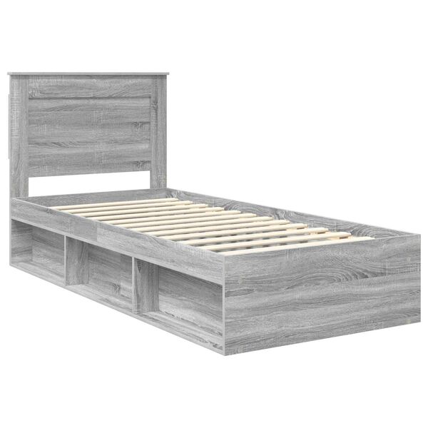 vidaXL Cadre de lit avec tiroir Gris Sonoma 75 x 190 cm Pin massif